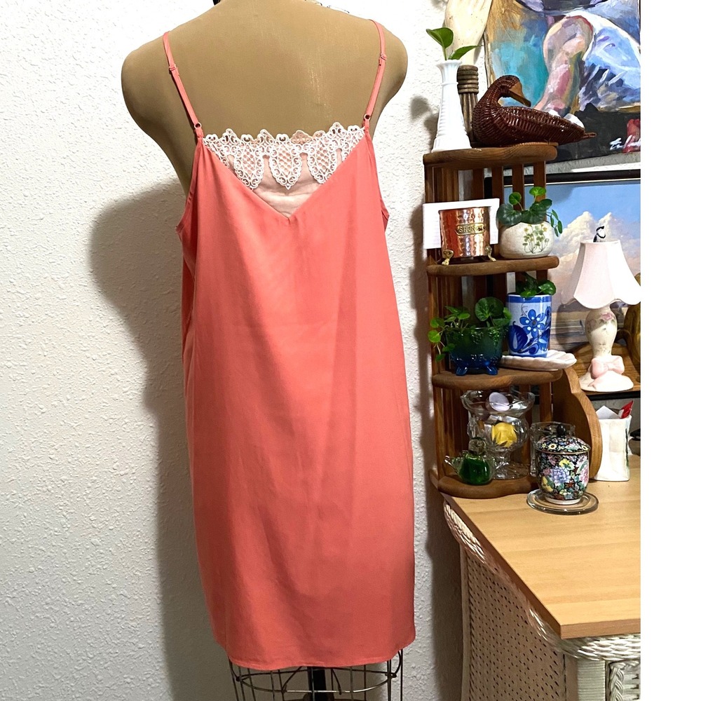 NWT Sundance Slip Dress Set Boho cottage Women Burnout Velvet Lace Coral large - Picture 6 of 10